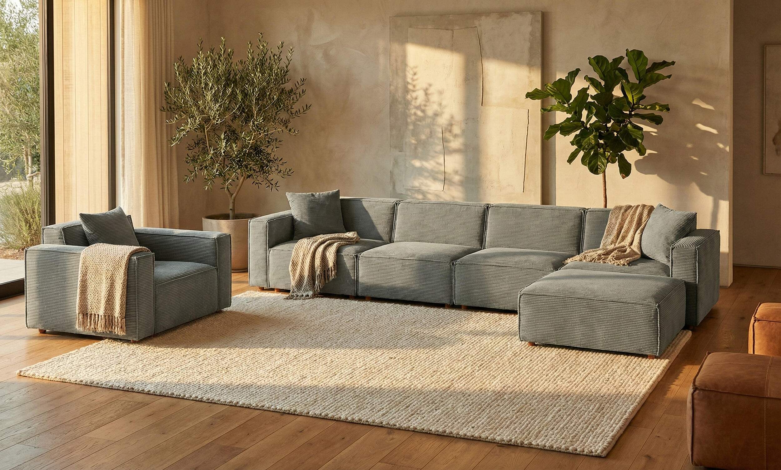 Asana Dört Tekli + Puf ve Tekli Koltuk Takım