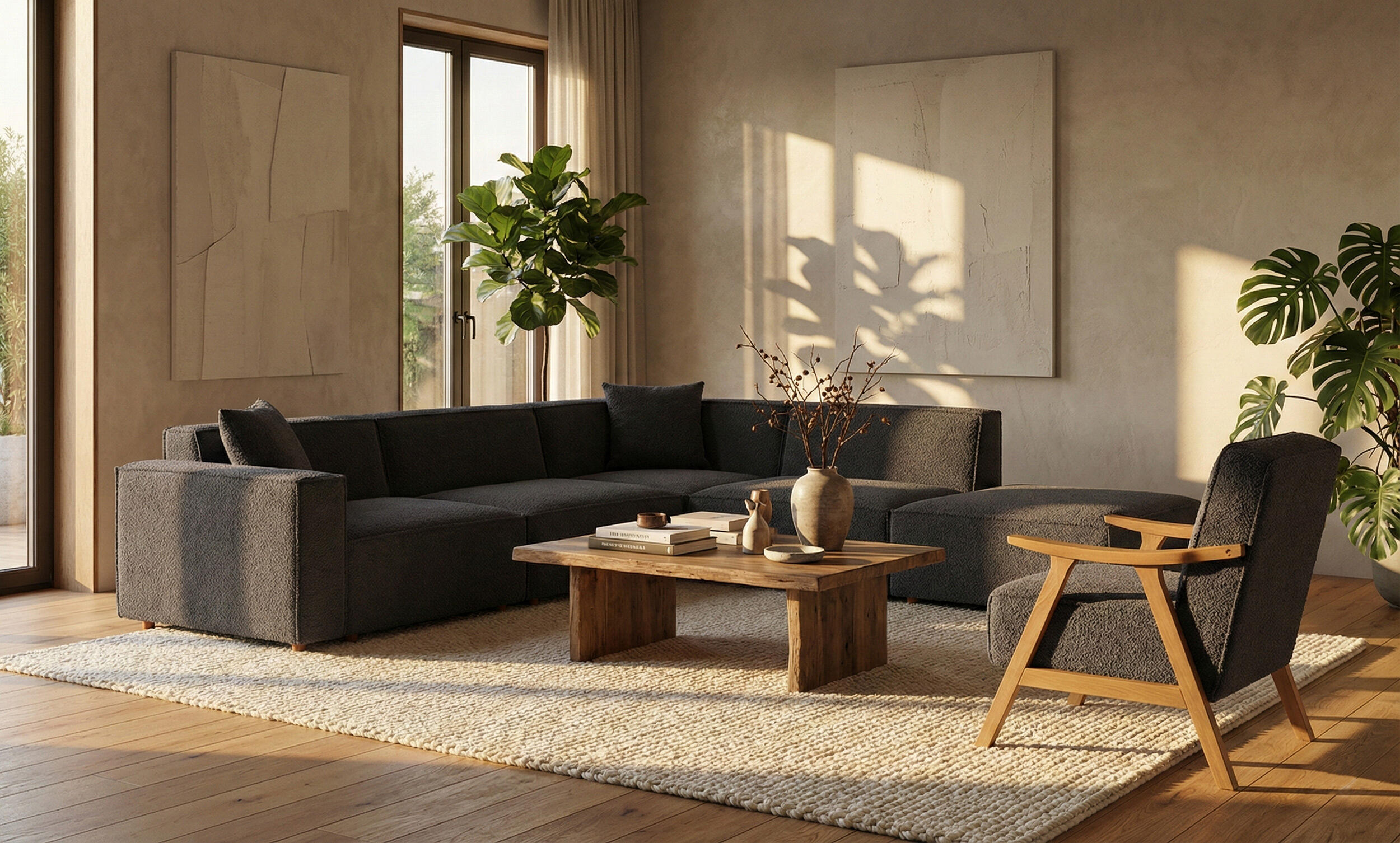 Asana Üç Tekli Köşe + Puf ve Mono Berjer Takım