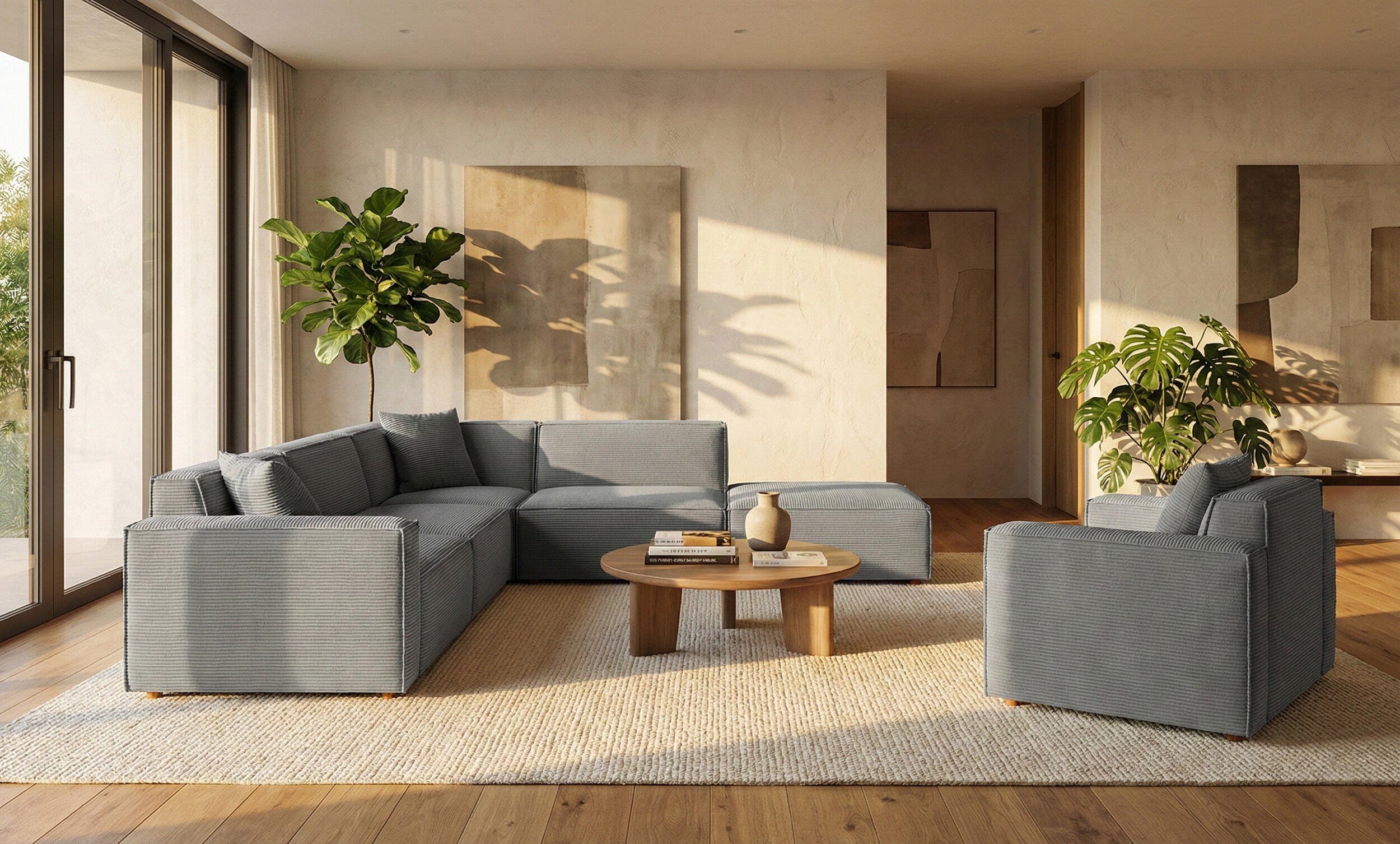 Asana Üç Tekli Köşe + Puf ve Tekli Koltuk Takım