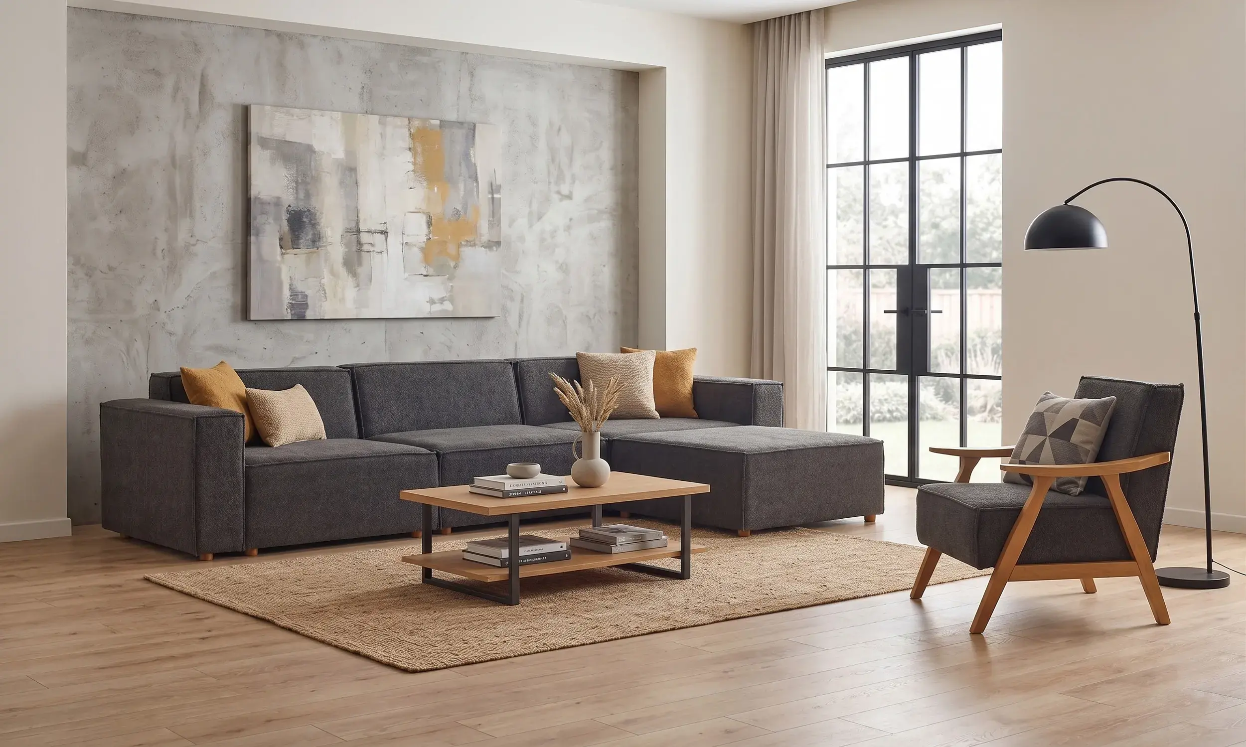 Asana Üç Tekli + Puf ve Mono Berjer Takım-thumb-1
