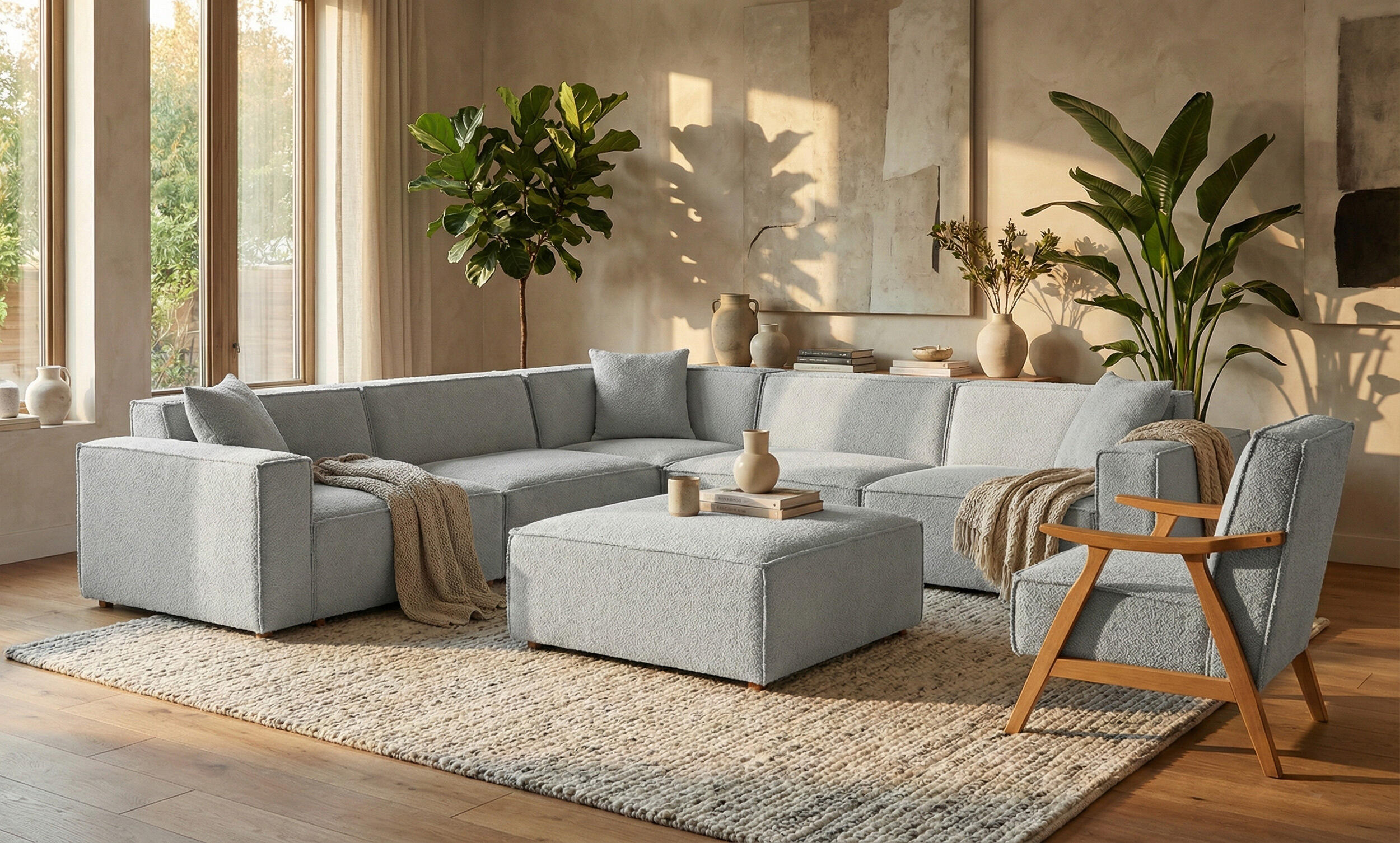 Asana Dört Tekli Köşe + Puf ve Mono Berjer Takım