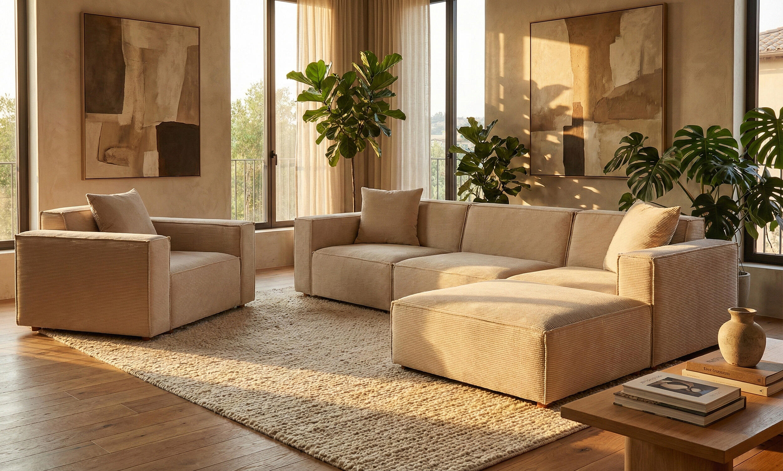 Asana Üç Tekli + Puf ve Tekli Koltuk Takım