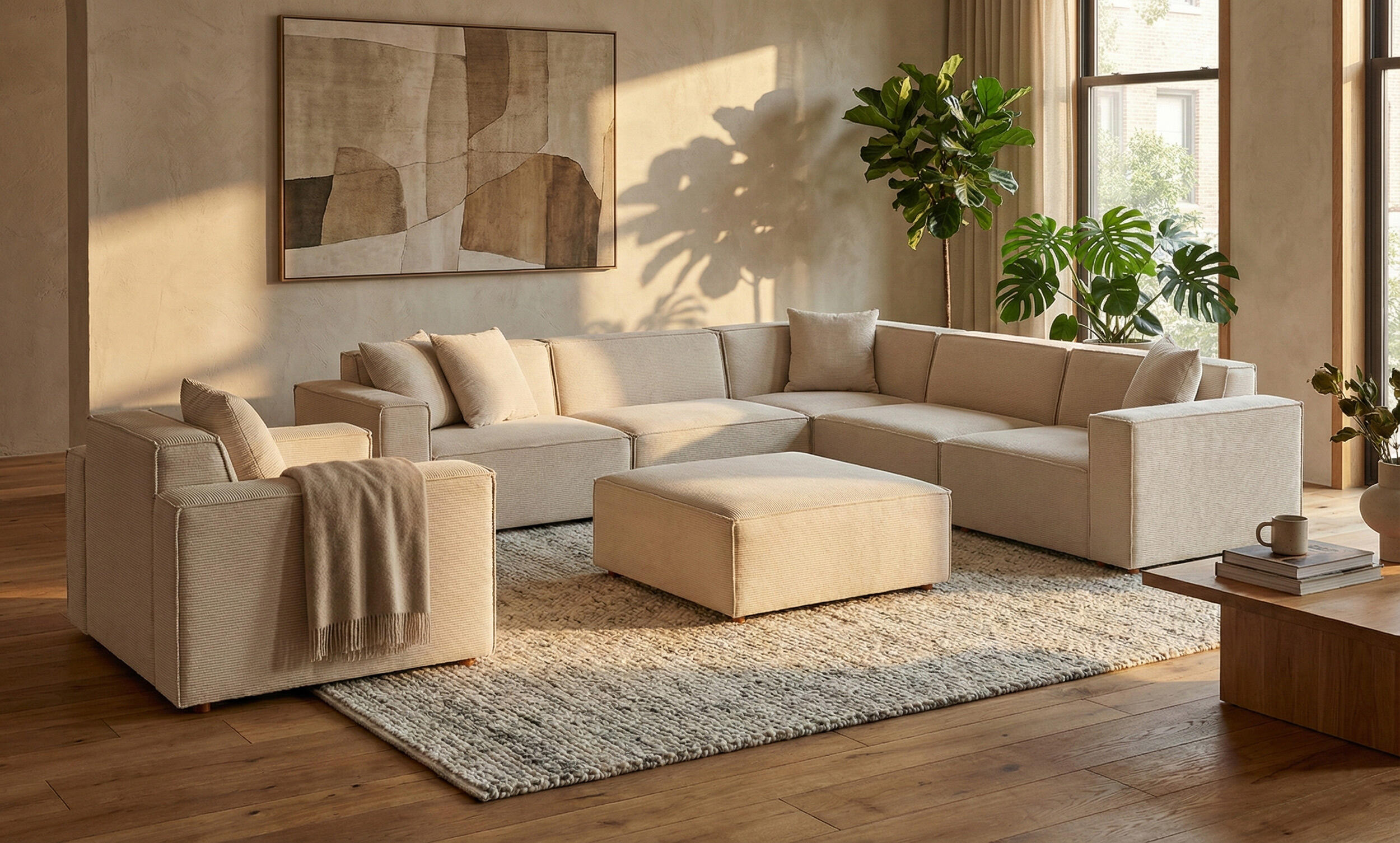 Asana Dört Tekli Köşe + Puf ve Tekli Koltuk Takım