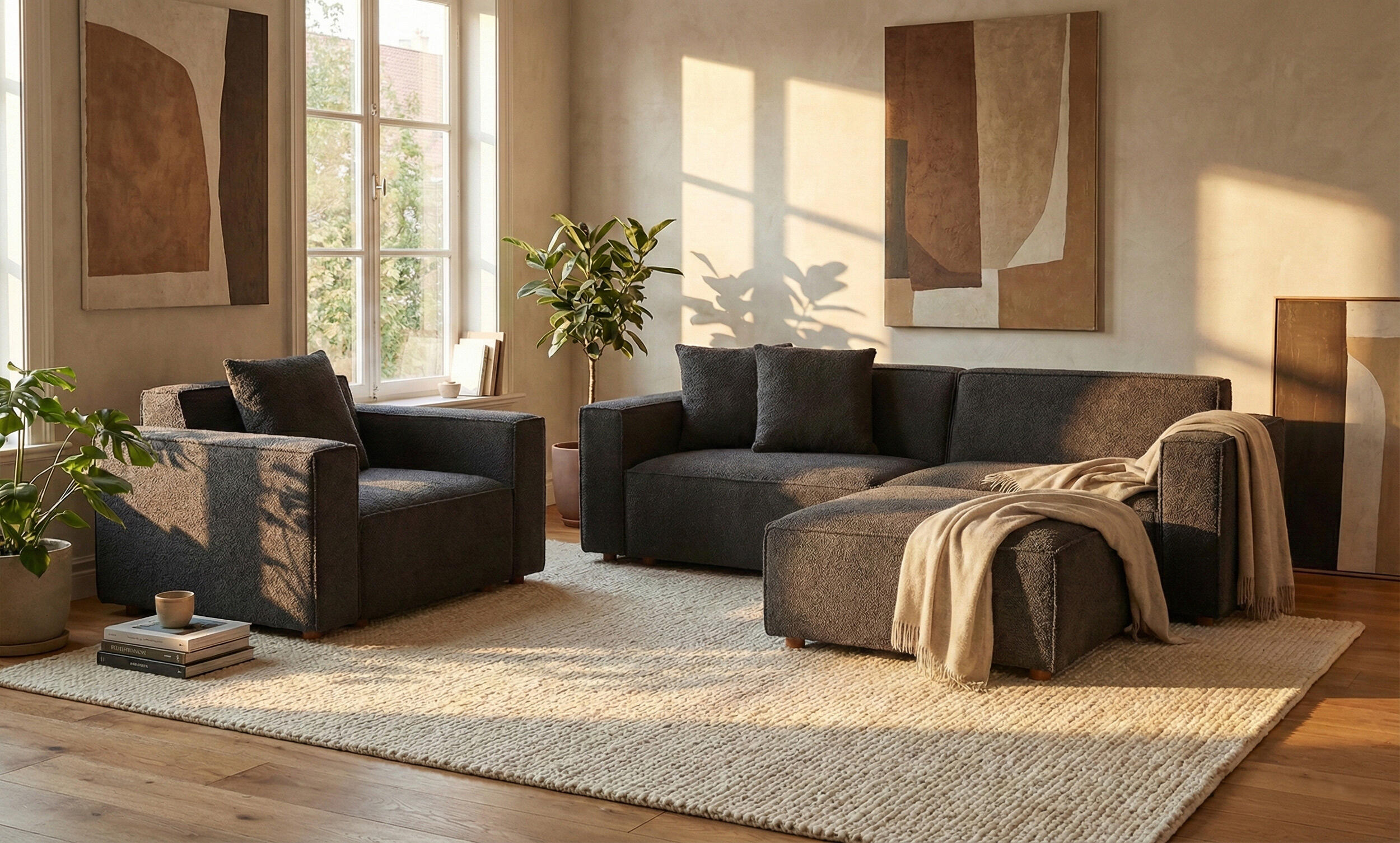 Asana Üçlü + Puf ve Tekli Koltuk Takım