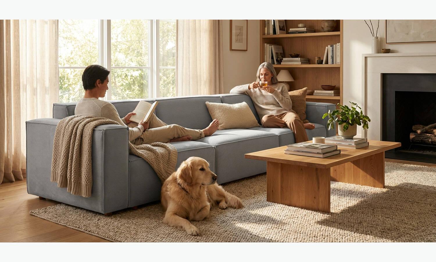 Asana 3 Tekli Fitilli Kadife Gri - 2