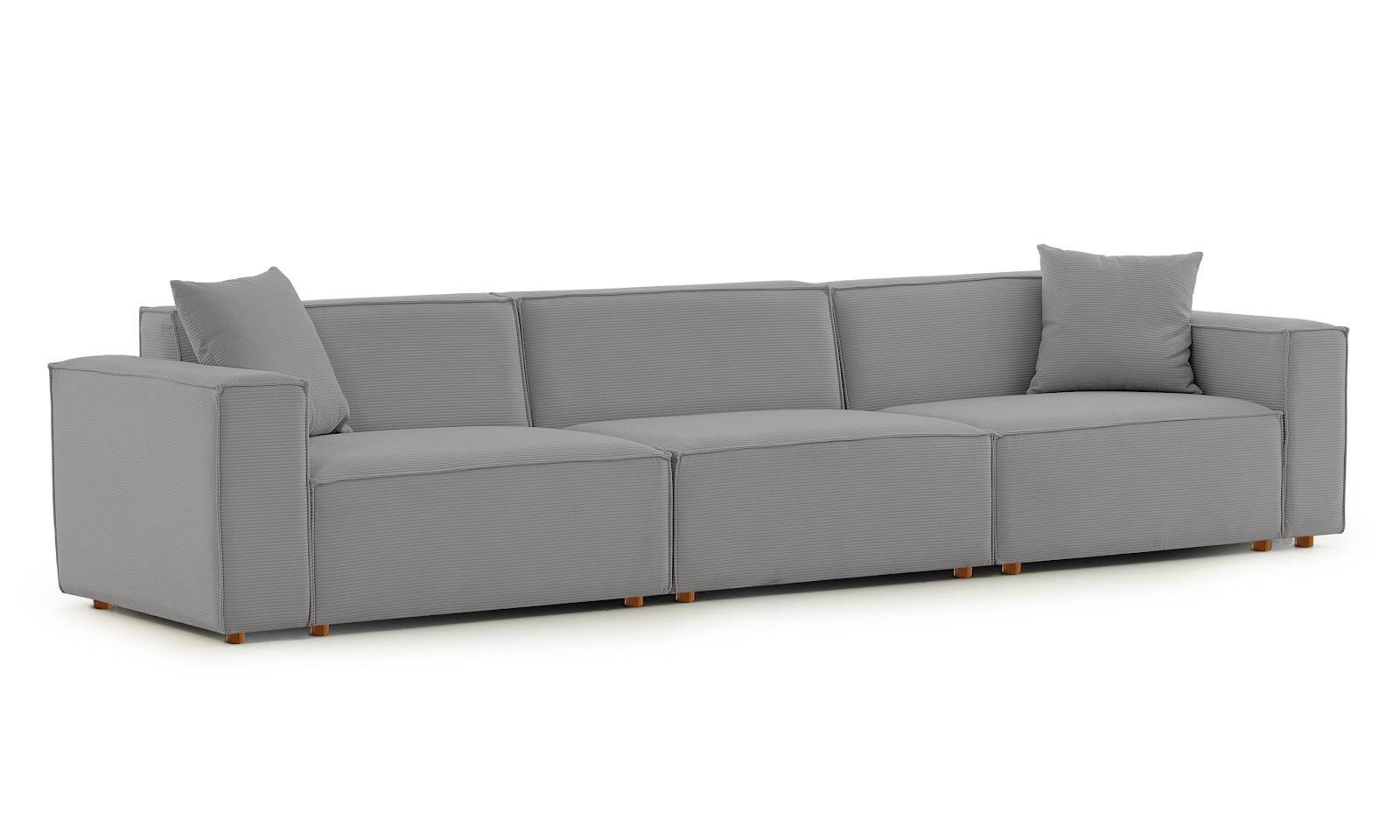 Asana 3 Tekli Fitilli Kadife Gri - 6