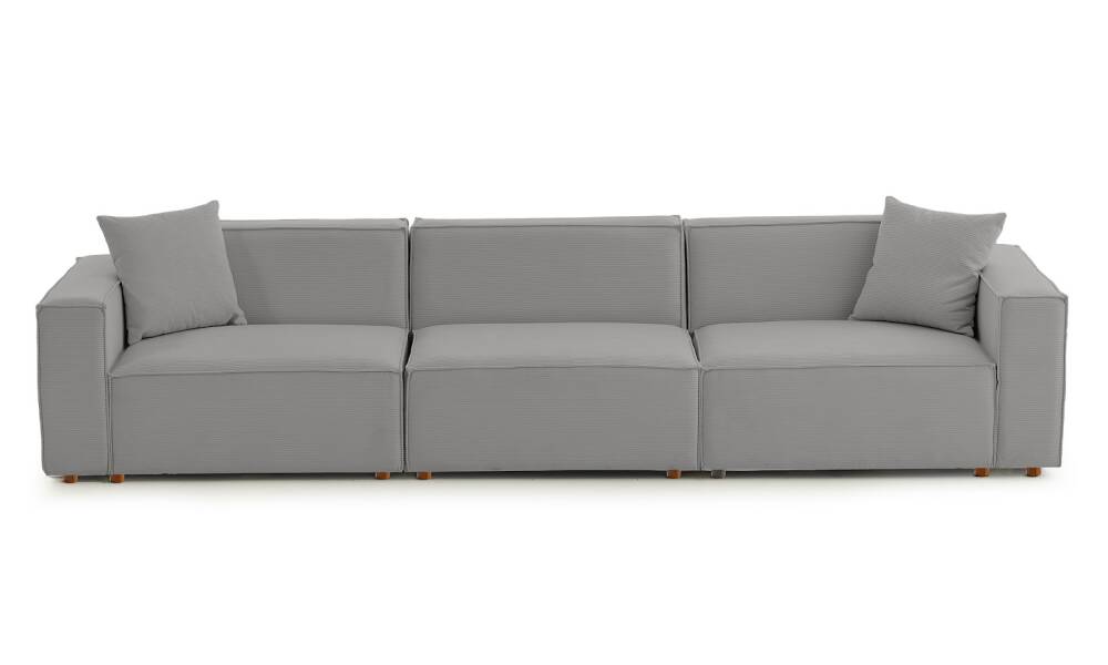 Asana 3 Tekli Fitilli Kadife Gri - 4