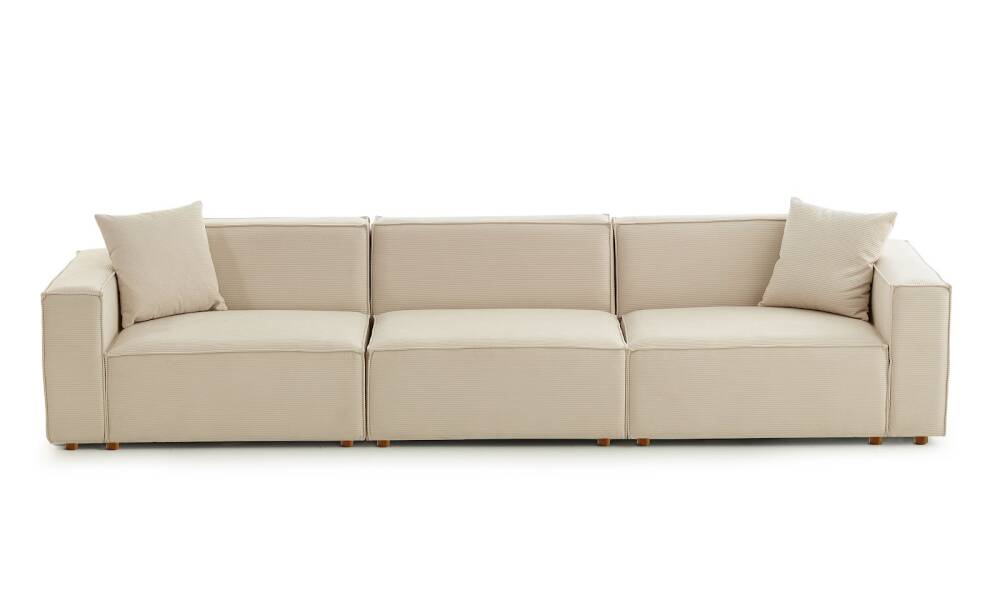 Asana 3 Tekli Fitilli Kadife Krem - 4