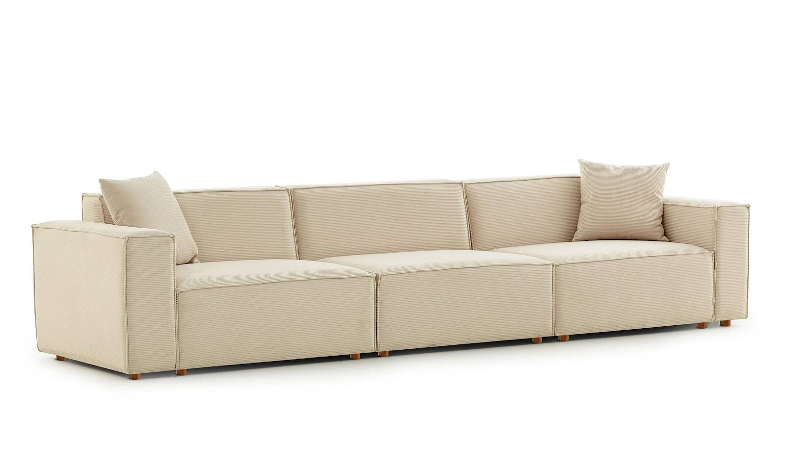 Asana 3 Tekli Fitilli Kadife Krem - 5