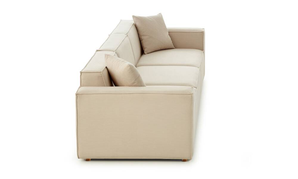 Asana 3 Tekli Fitilli Kadife Krem - 11