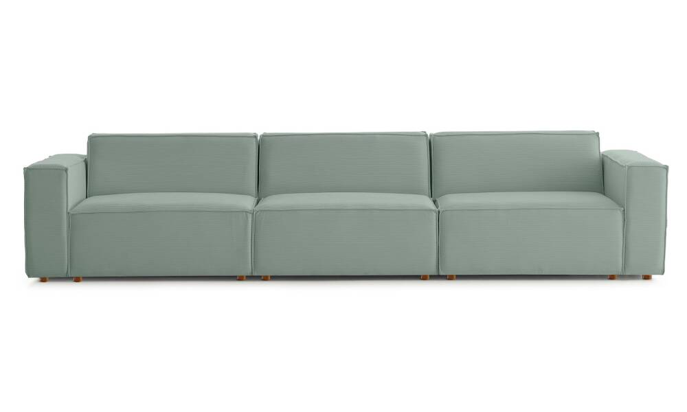 Asana 3 Tekli Fitilli Kadife Pastel Mavi