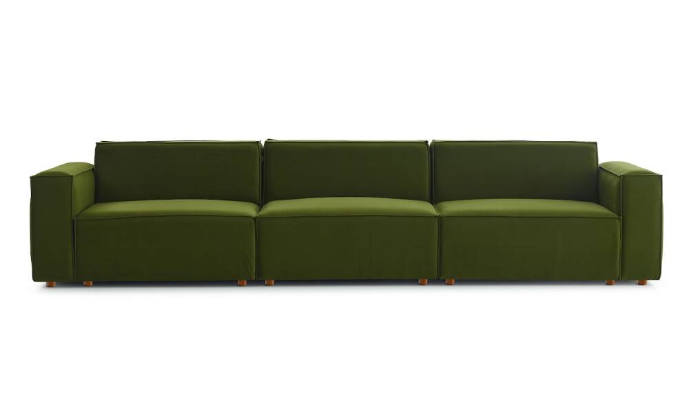 Asana 3 Tekli Kadife Yeşil