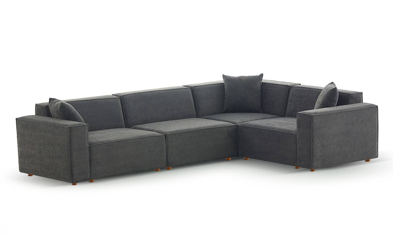 Asana 3 Tekli Köşe Bukle Antrasit - 1