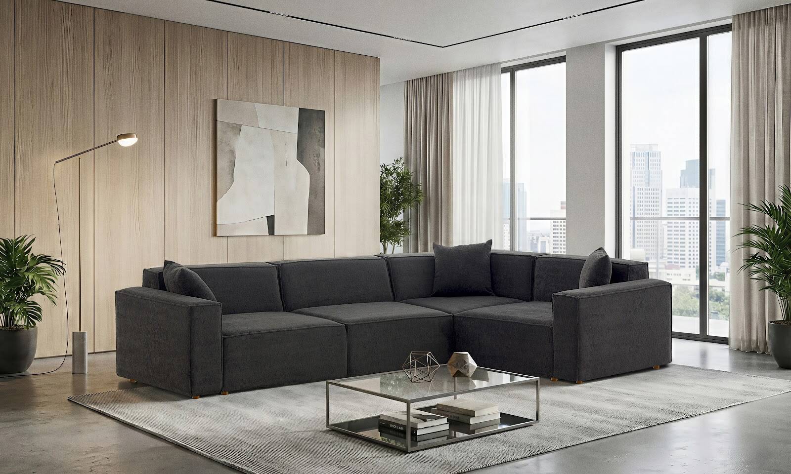 Asana 3 Tekli Köşe Bukle Antrasit - 2