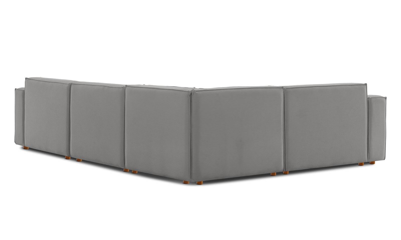 Asana 3 Tekli Köşe Fitilli Kadife Gri - 8