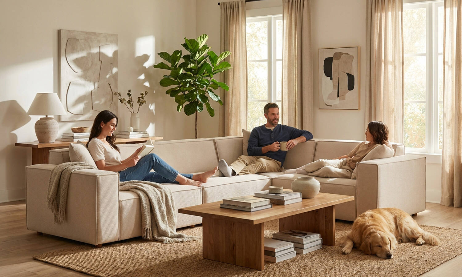 Asana 3 Tekli Köşe Fitilli Kadife Krem - 3