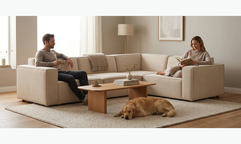 Asana 3 Tekli Köşe Fitilli Kadife Krem - 4