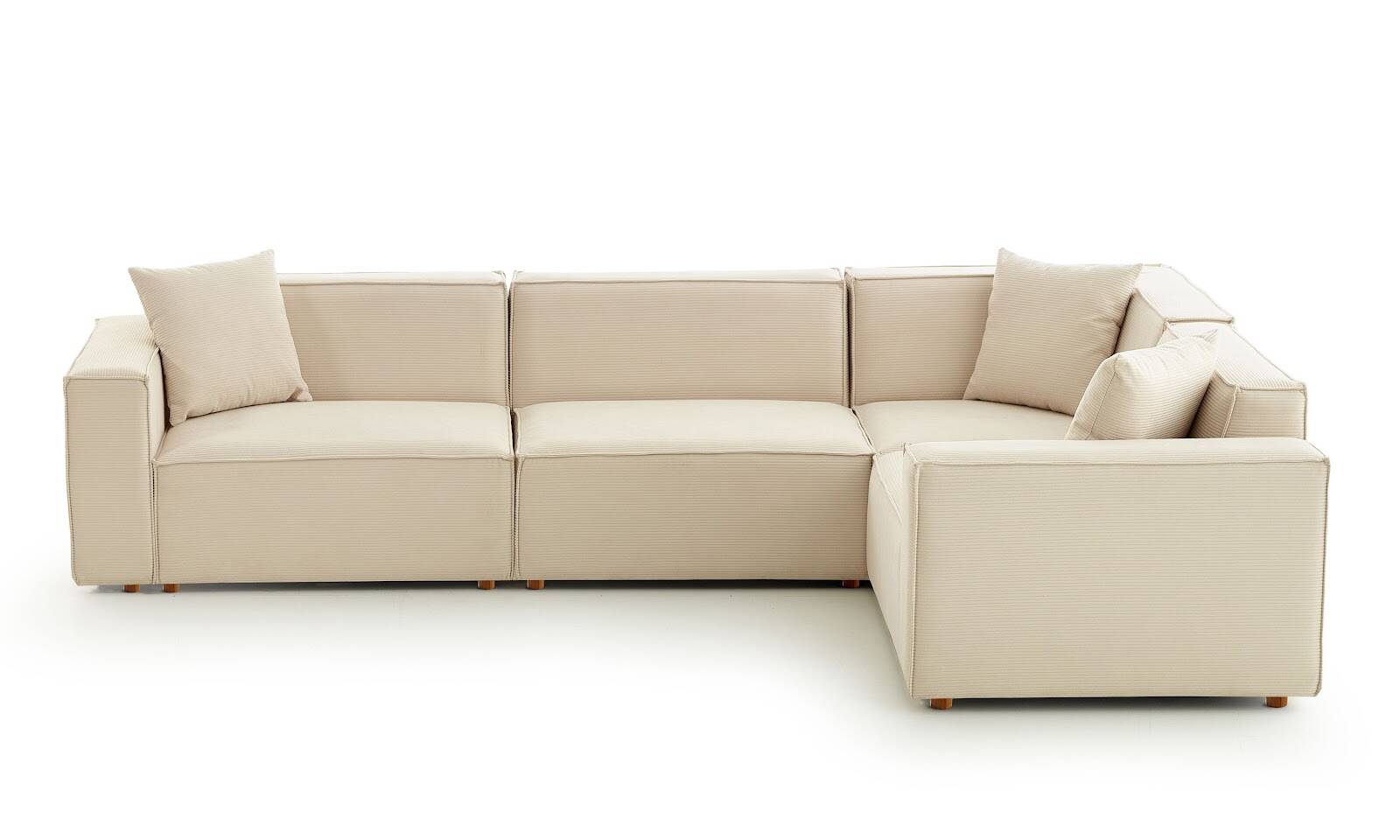 Asana 3 Tekli Köşe Fitilli Kadife Krem - 5