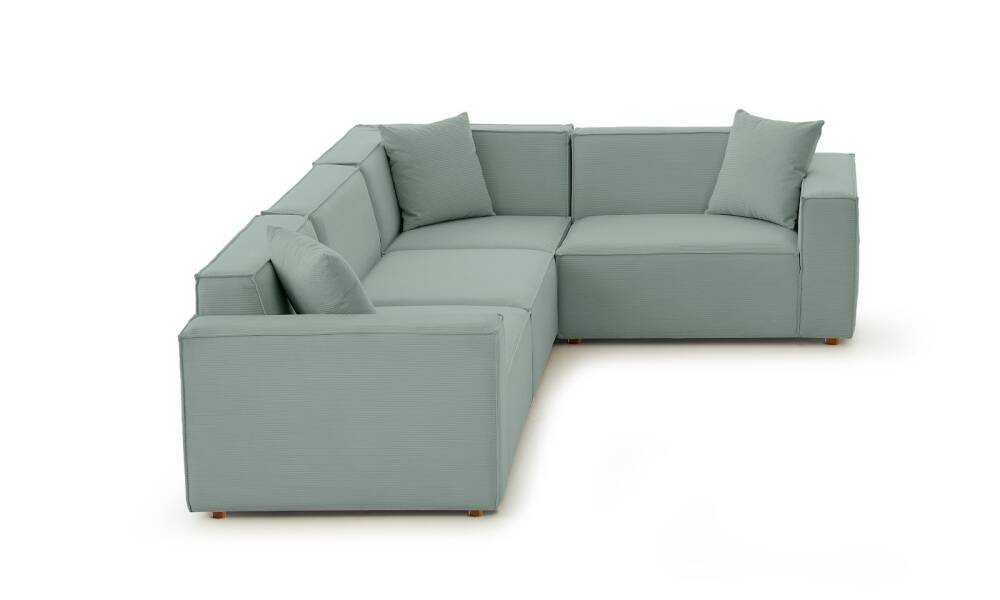 Asana 3 Tekli Köşe Fitilli Kadife Pastel Mavi - 3