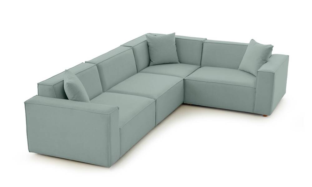 Asana 3 Tekli Köşe Fitilli Kadife Pastel Mavi - 4