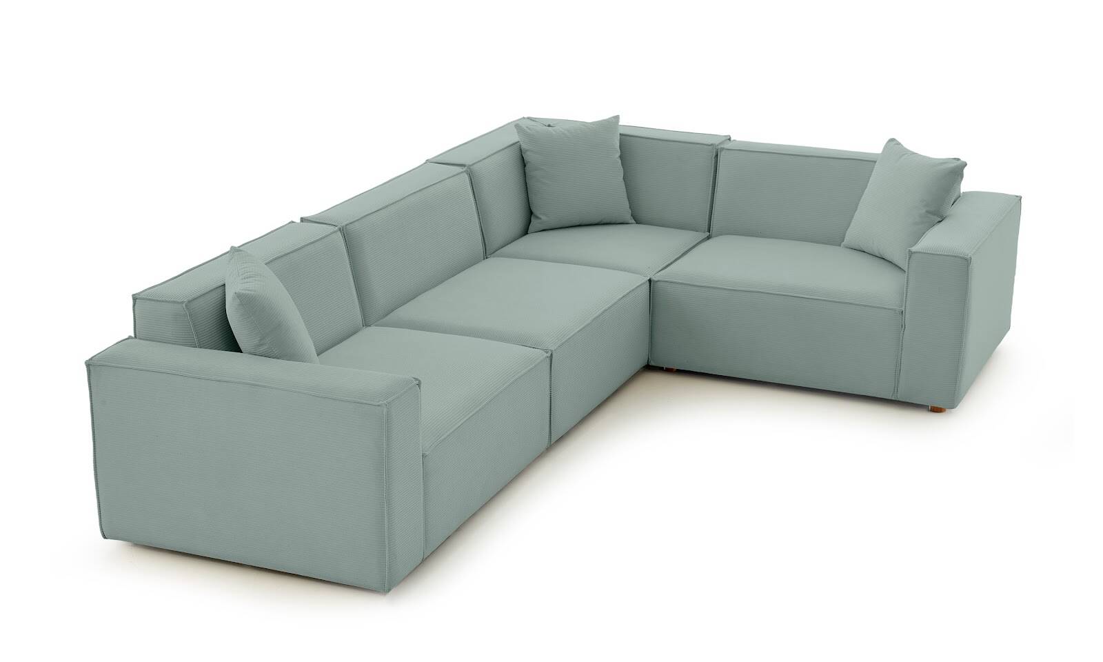 Asana 3 Tekli Köşe Fitilli Kadife Pastel Mavi - 4