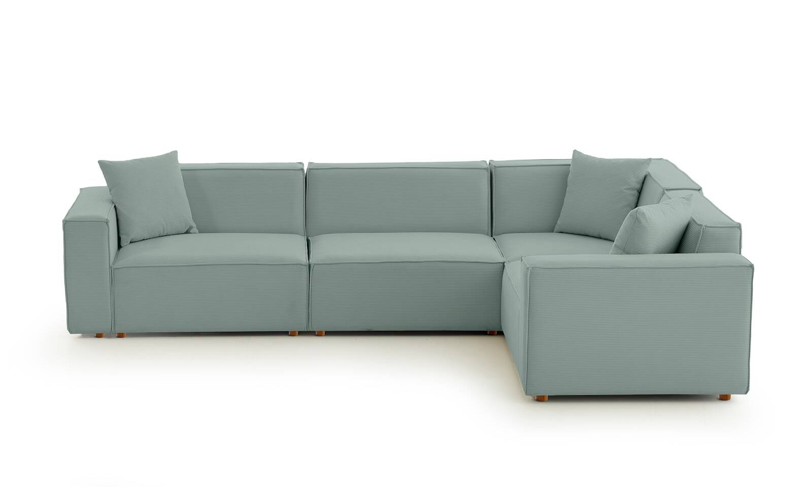 Asana 3 Tekli Köşe Fitilli Kadife Pastel Mavi - 5