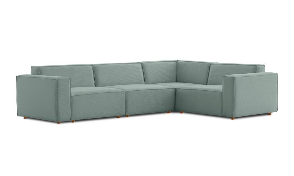 Asana 3 Tekli Köşe Fitilli Kadife Pastel Mavi - 6