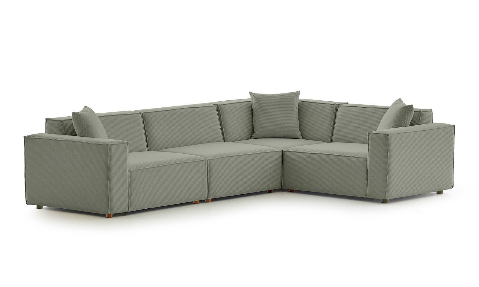 Asana 3 Tekli Köşe Fitilli Kadife Su Yeşili - 1