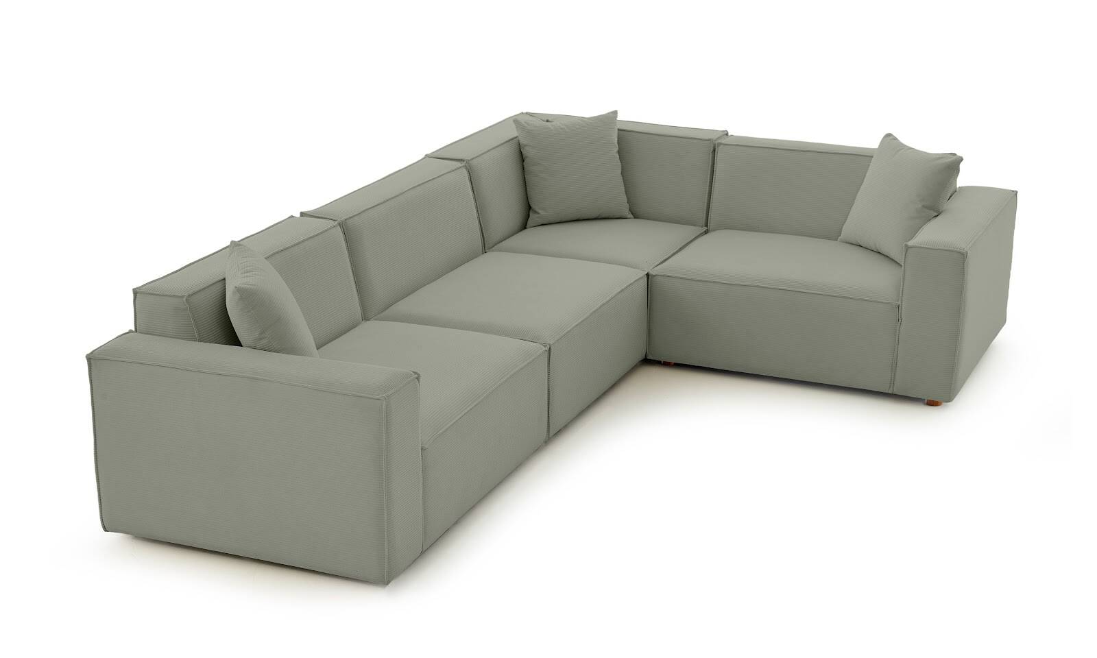 Asana 3 Tekli Köşe Fitilli Kadife Su Yeşili - 5