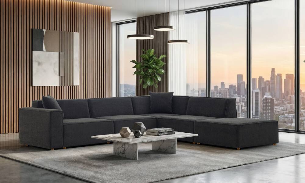 Asana 3 Tekli Köşe Puf Bukle Antrasit (1)