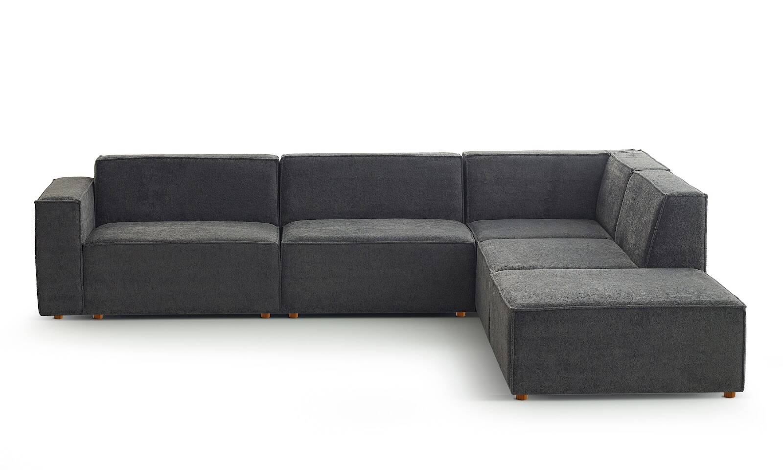 Asana 3 Tekli Köşe Puf Bukle Antrasit - 1