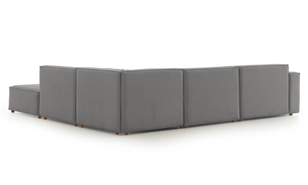 Asana 3 Tekli Köşe Puf Fitilli Kadife Gri - 7