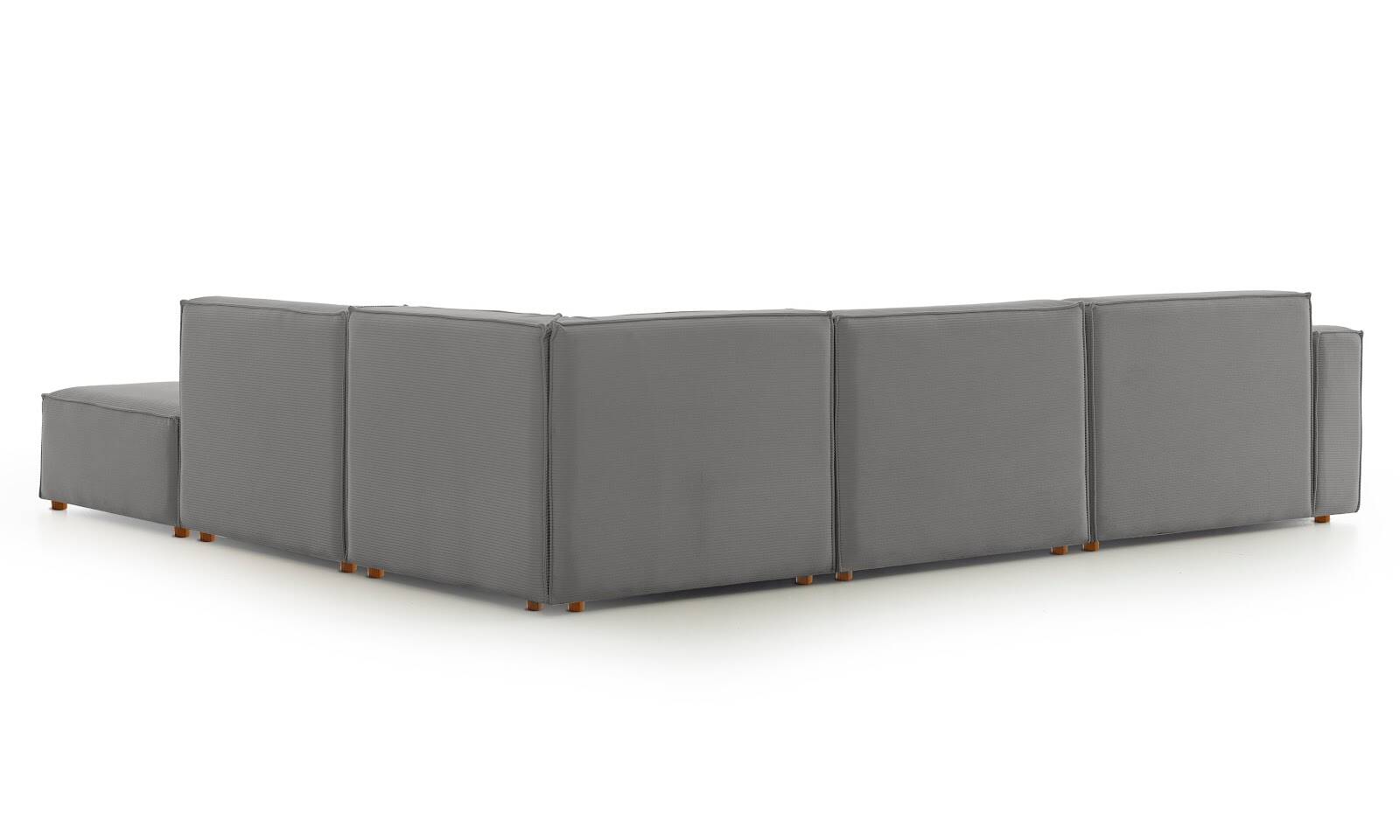 Asana 3 Tekli Köşe Puf Fitilli Kadife Gri - 7