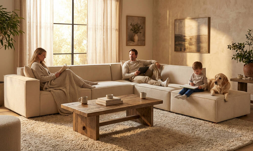 Asana 3 Tekli Köşe Puf Fitilli Kadife Krem (1)