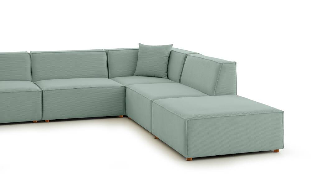 Asana 3 Tekli Köşe Puf Fitilli Kadife Pastel Mavi - 6