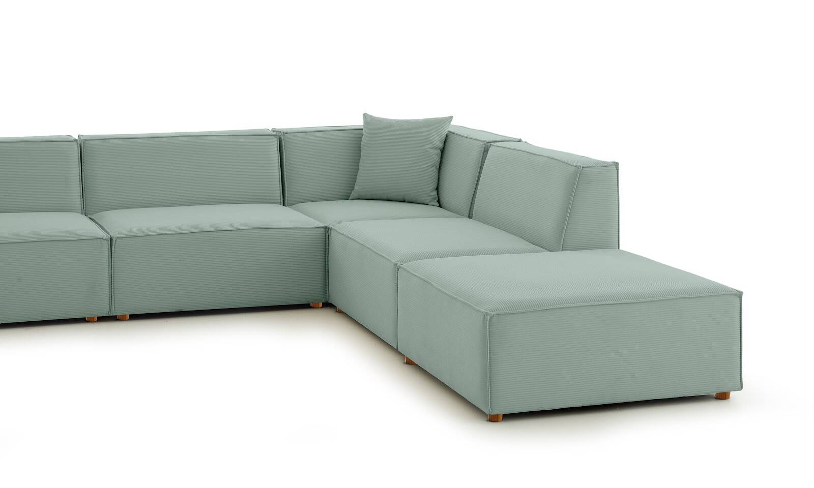 Asana 3 Tekli Köşe Puf Fitilli Kadife Pastel Mavi - 6