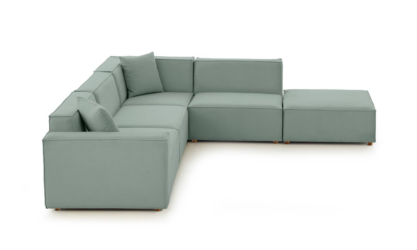 Asana 3 Tekli Köşe Puf Fitilli Kadife Pastel Mavi - 4