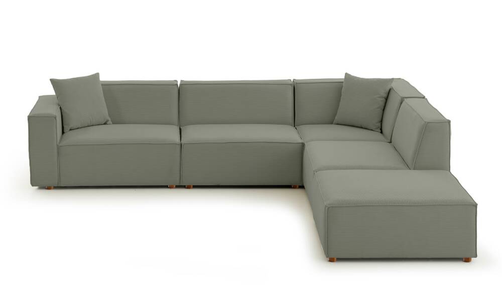 Asana 3 Tekli Köşe Puf Fitilli Kadife Su Yeşili - 3