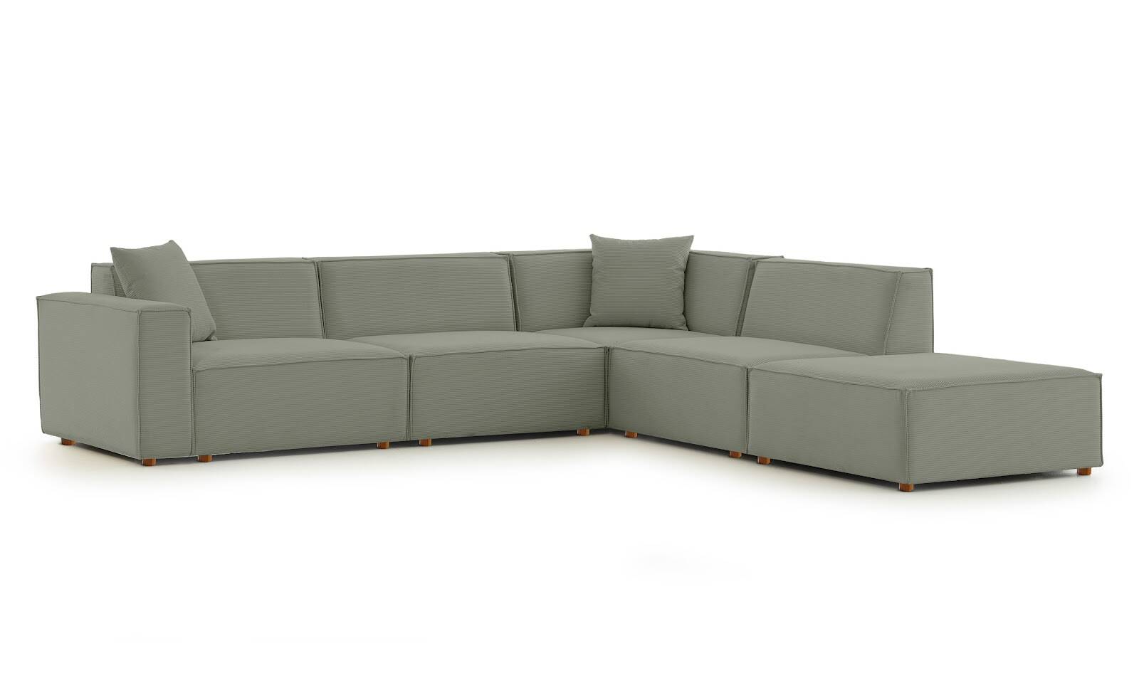 Asana 3 Tekli Köşe Puf Fitilli Kadife Su Yeşili - 1