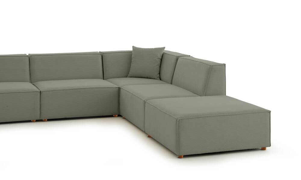 Asana 3 Tekli Köşe Puf Fitilli Kadife Su Yeşili - 6