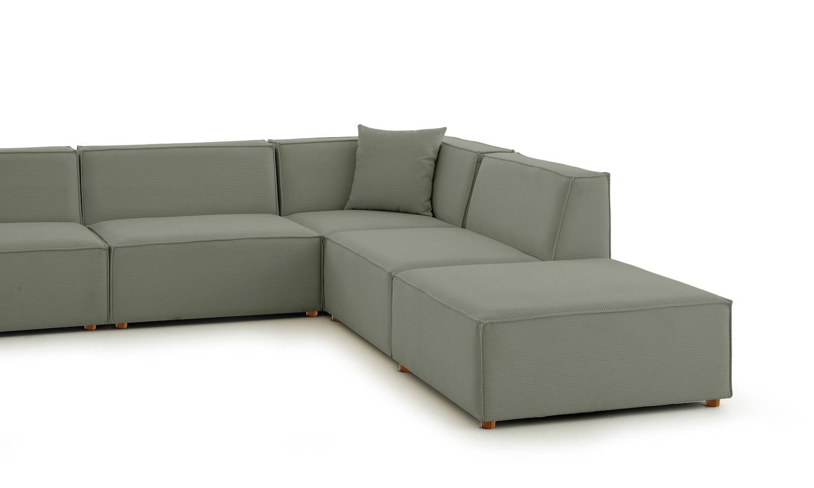 Asana 3 Tekli Köşe Puf Fitilli Kadife Su Yeşili - 6