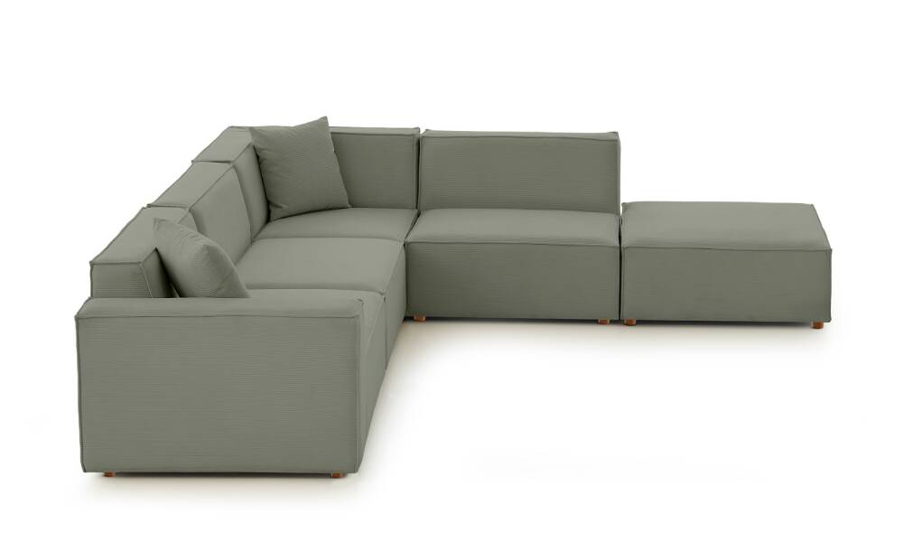 Asana 3 Tekli Köşe Puf Fitilli Kadife Su Yeşili - 4