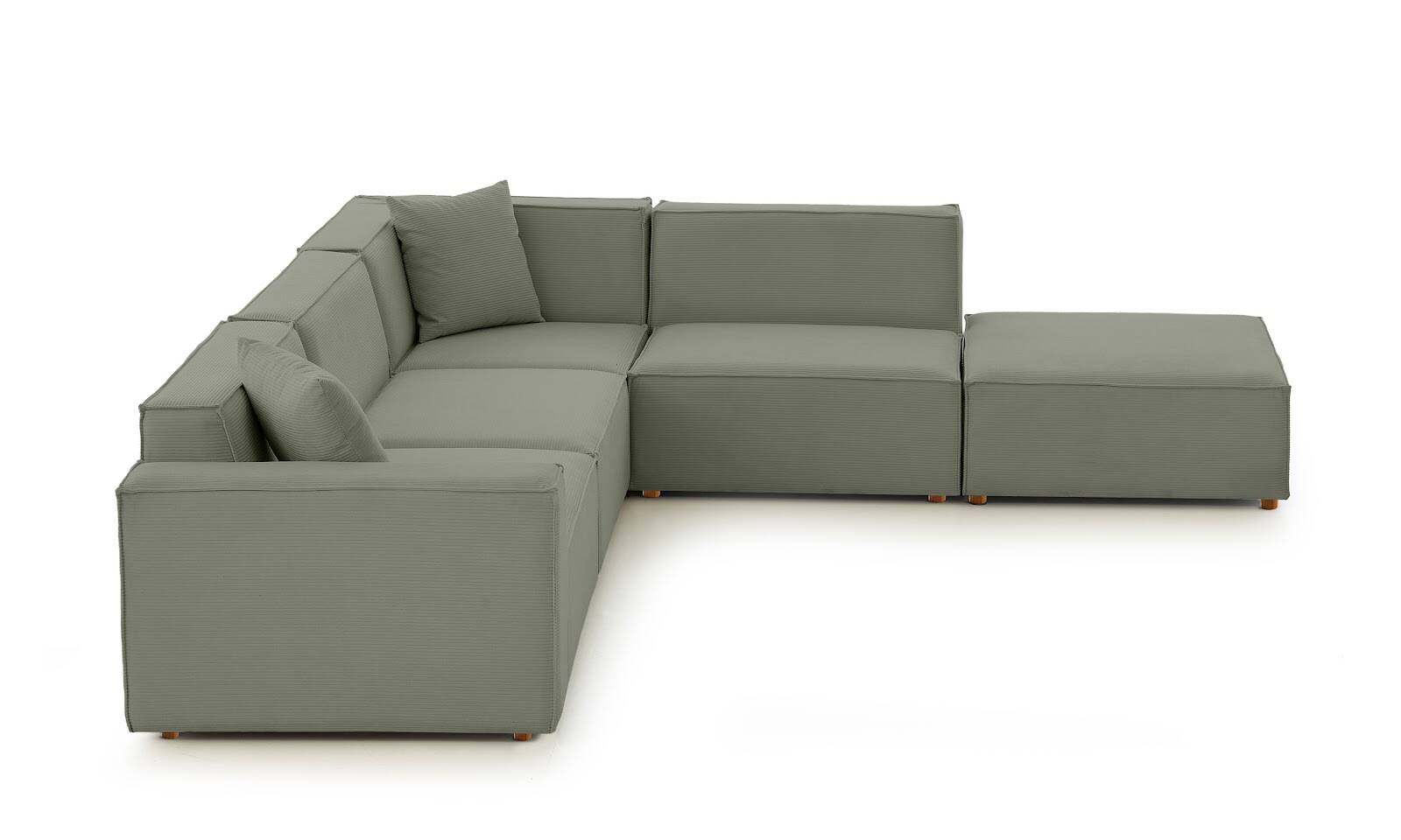 Asana 3 Tekli Köşe Puf Fitilli Kadife Su Yeşili - 4