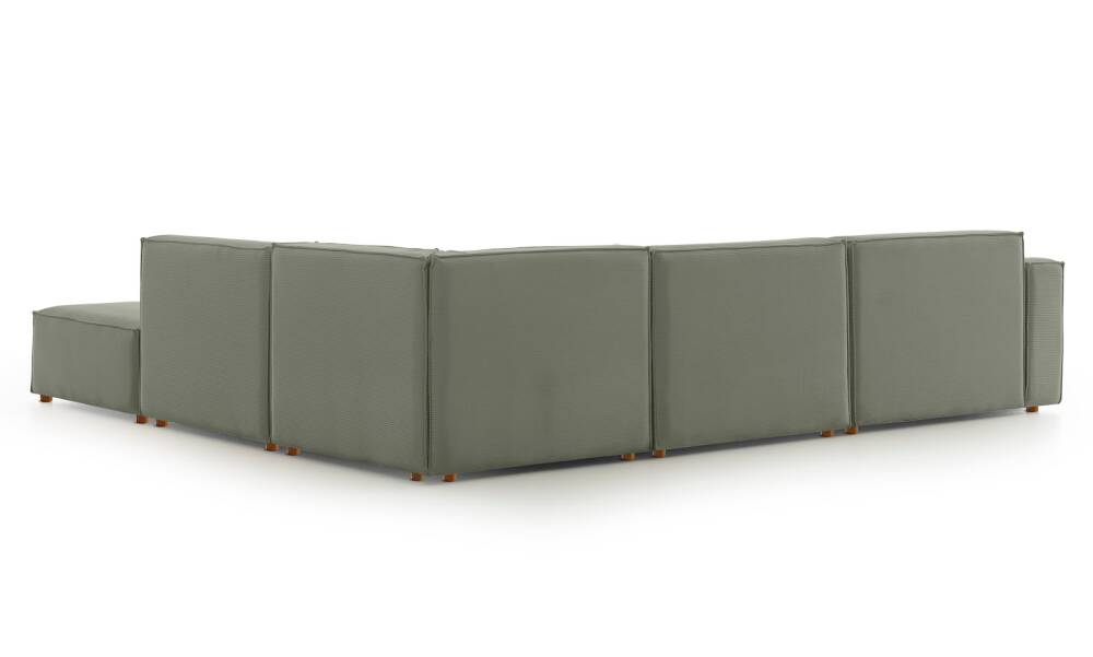 Asana 3 Tekli Köşe Puf Fitilli Kadife Su Yeşili - 5