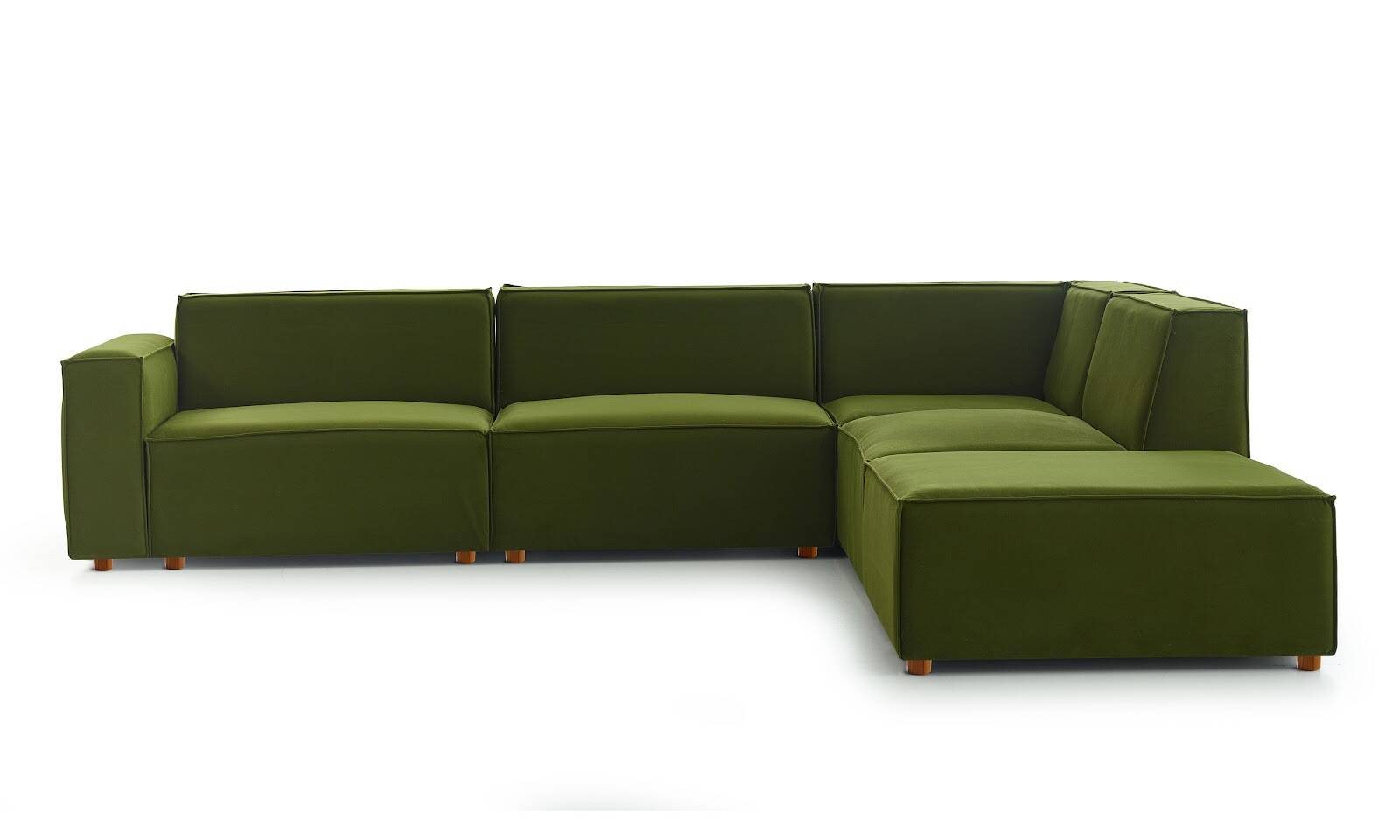 Asana 3 Tekli Köşe Puf Kadife Yeşil - 3