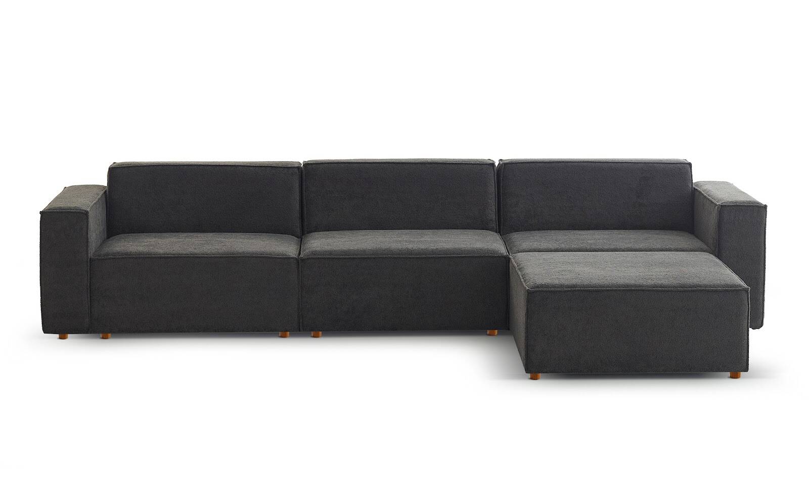 Asana 3 Tekli Puf Bukle Antrasit - 1