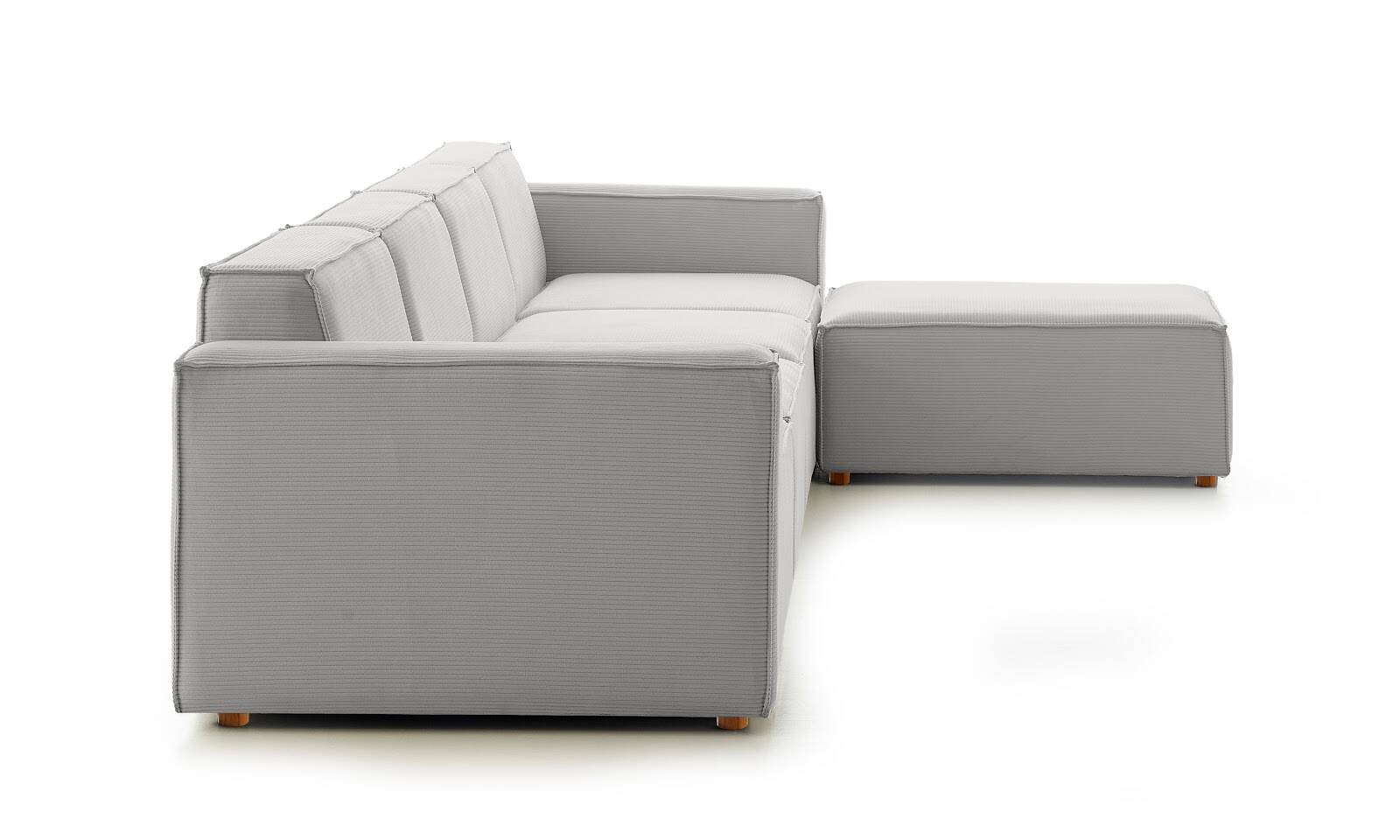 Asana 3 Tekli Puf Fitilli Kadife Gri - 5