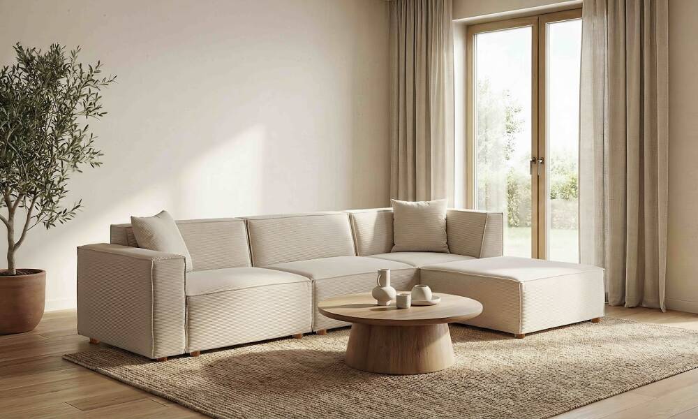 Asana 3 Tekli Puf Fitilli Kadife Krem - 3