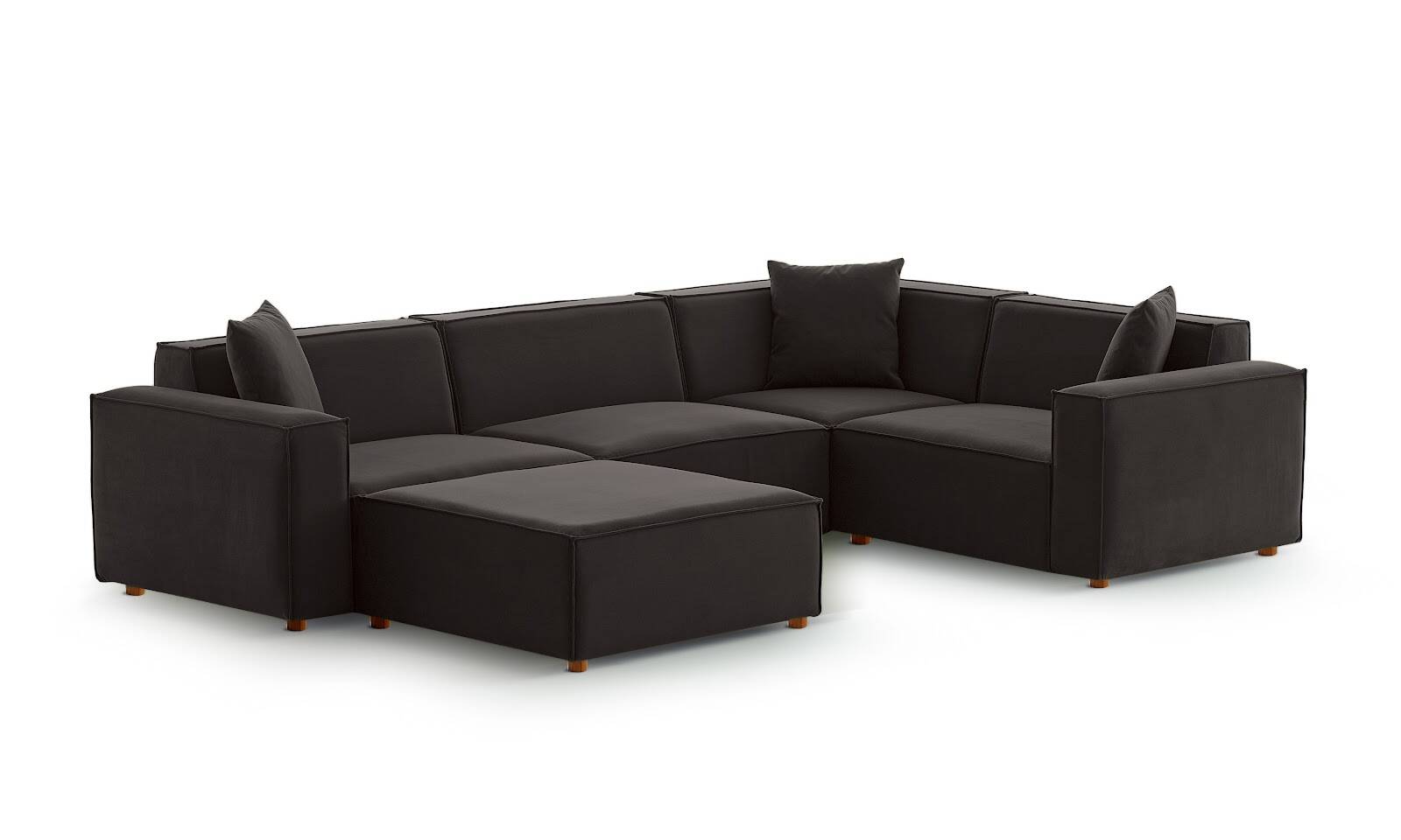 Asana 3TekliKosePuf Kadife Antrasit - 2