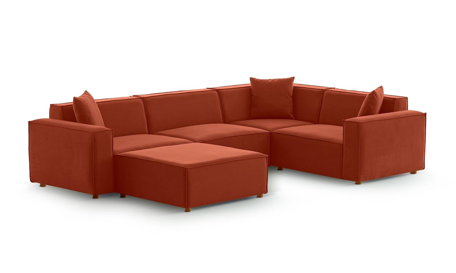 Asana 3TekliKosePuf Kadife Kiremit - 3